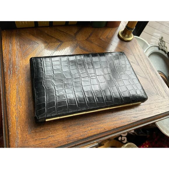 Vintage Abas Wallet/Address Folio, Black Embossed Crock Pattern - Picture 3 of 4